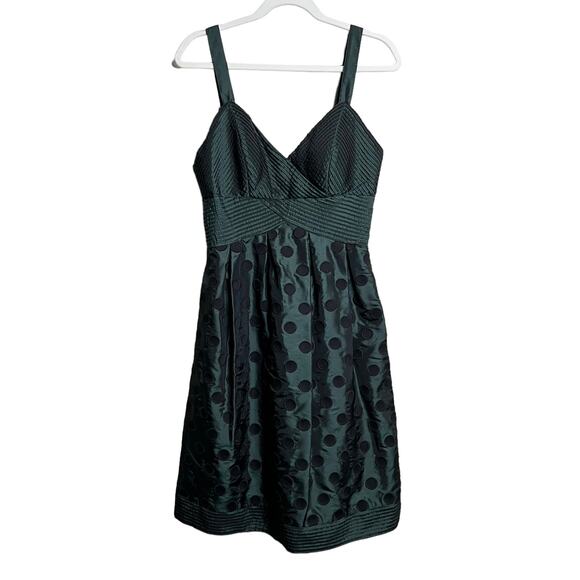 Eliza J Fit & Flare Dress Green Polka Dot Knee Length & Sleeveless Size 8 - Picture 1 of 7